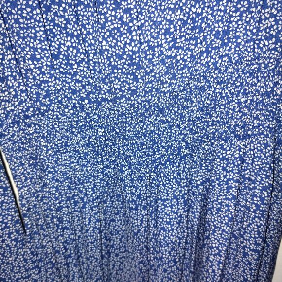 Smocked Blue Maxi Dress with White Floral Print & Side Slits – Kancy Kole, Sz SM - Picture 7 of 11